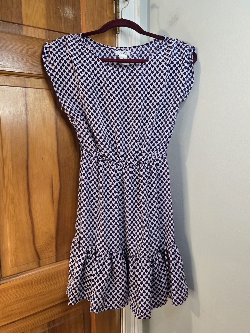 Pinky Pink Heart Print Navy Dress